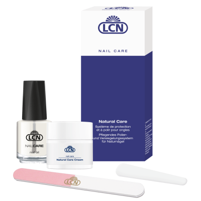 LCN Nail care Natural Care System in Faltschachtel "Nail Oil, Natural Care Cream, Polierfeile, Pinsel"