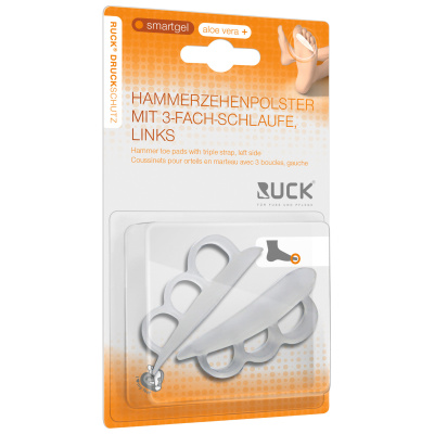 RUCK Druckschutz smartgel Hammerzehenpolster mit 3-Fach Schlaufe S/M, Ø1,6/1,4/1,4cm, links, 2er Pack