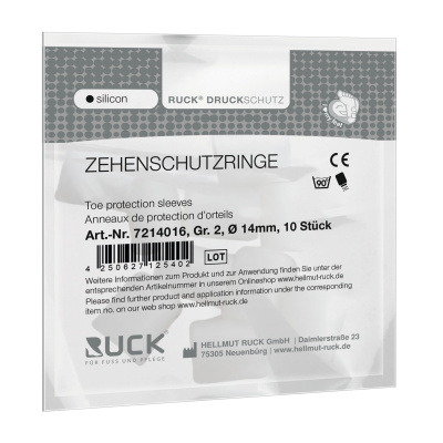 RUCK Druckschutz silicon Zehenschutzringe Gr. 2, Ø14mm, 10er Pack