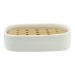 spaDomi® Seifenschale Keramik weiß mit Bambuseinlage