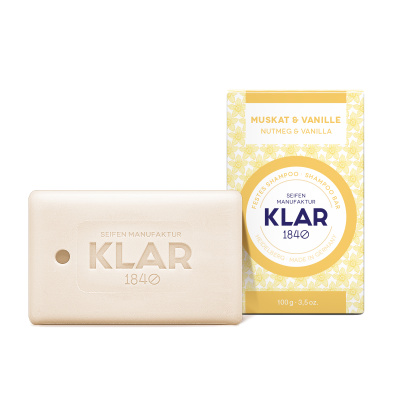 KLAR festes Shampoo Muskat & Vanille 100 g (für normales Haar)