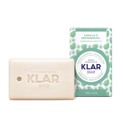 KLAR festes Shampoo Kamille & Brennnessel 100 g (für störrisches Haar)